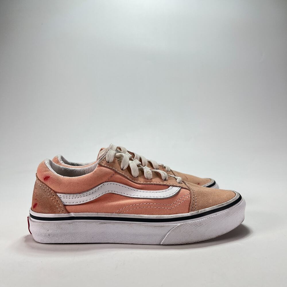 Vans Old Skool Peach Canvas Lace Up Low Top Skate Shoes 751505 Youth Size 1.0